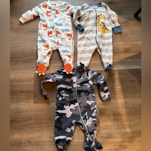 Dino and Camo Kids Footie Pajamas Set